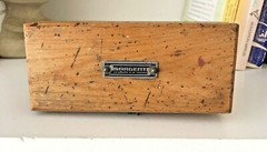 1920-30’s E.H.SARGENT ANTIQUE APOTHECARY BRASS WEIGHTS HINGED WOOD BOX SET