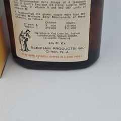 Vintage 1950’s SCOTT’S EMULSION BOTTLE w/ Contents Harold Ritchie, CLIFTON NJ