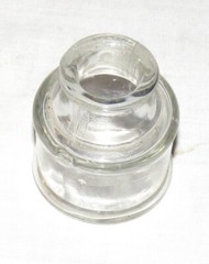 Ink Jar: Circular: Clear: Air Bubbles: Vintage: 2.1/4 inches tall