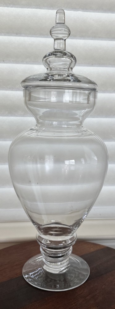 Vintage Ribbed & Footed Glass Chemist Carboy / Apothecary Display Jar