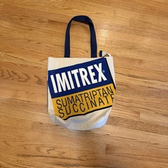 Imitrex Pharma Tote Bag/Drug Rep Promo Zipper Closure Thick Vinyl 16” X 17” X 5”