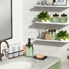 SheeChung Green Bathroom Accessories Set, 6Pcs Mason Jar Glass Bathroom Set, …