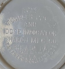1896 Acme Dose Indicator White Milk Glass Tumbler Cover Medicine Advertising