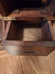 Antique Apothecary Military Campaign Chest Of Drawers with Leather Top