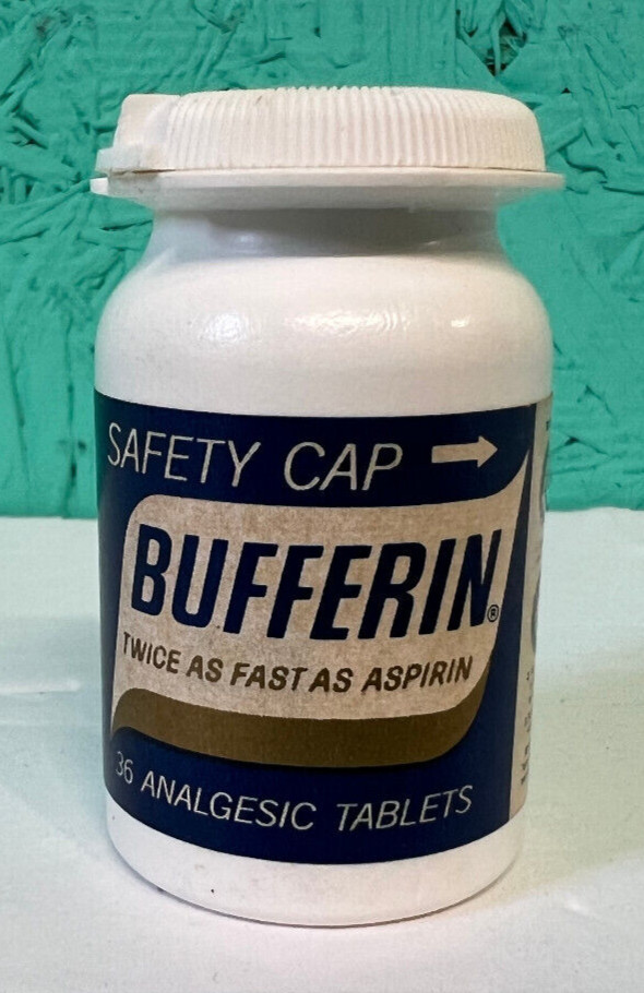 Bufferin Tablets Vintage Medicine Plastic Bottle-A4