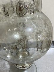 VTG TALL HAND BLOWN GLASS APOTHECARY JAR WITH LID 18”