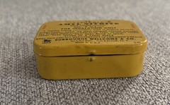 Vintage Yellow Tin Amyl Nitrite Box Medicine Burroughs Wellcome