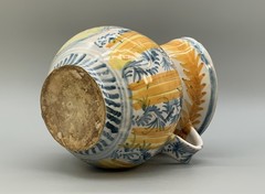 Italian Majolica Pharmacy Jug Polychrome, Mangonese & Yellow 19thC Delft Faience