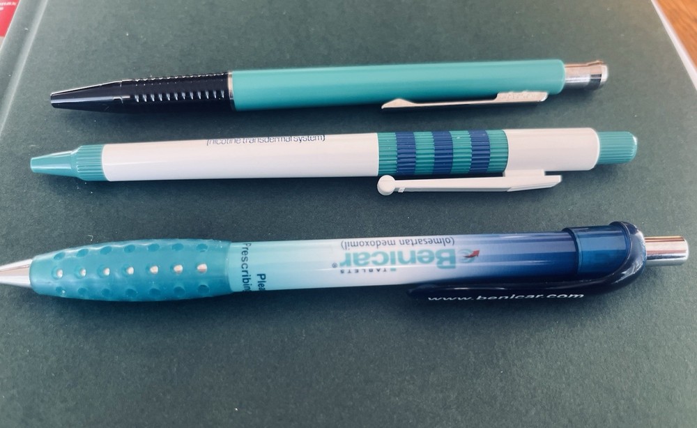 3 Vintage Nicoderm. Norvasc And Benicar Pharmaceutical Drug Rep Pens!!