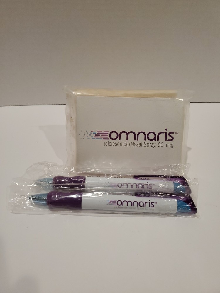 Omnaris Nasal Spray Promo Pens & Tissue Pack Lot Sealed Drug Rep Advertising