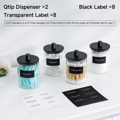 TIPGO Glass Qtip Holder Dispenser – 10 oz Clear Canister Apothecary Jar, Bath…