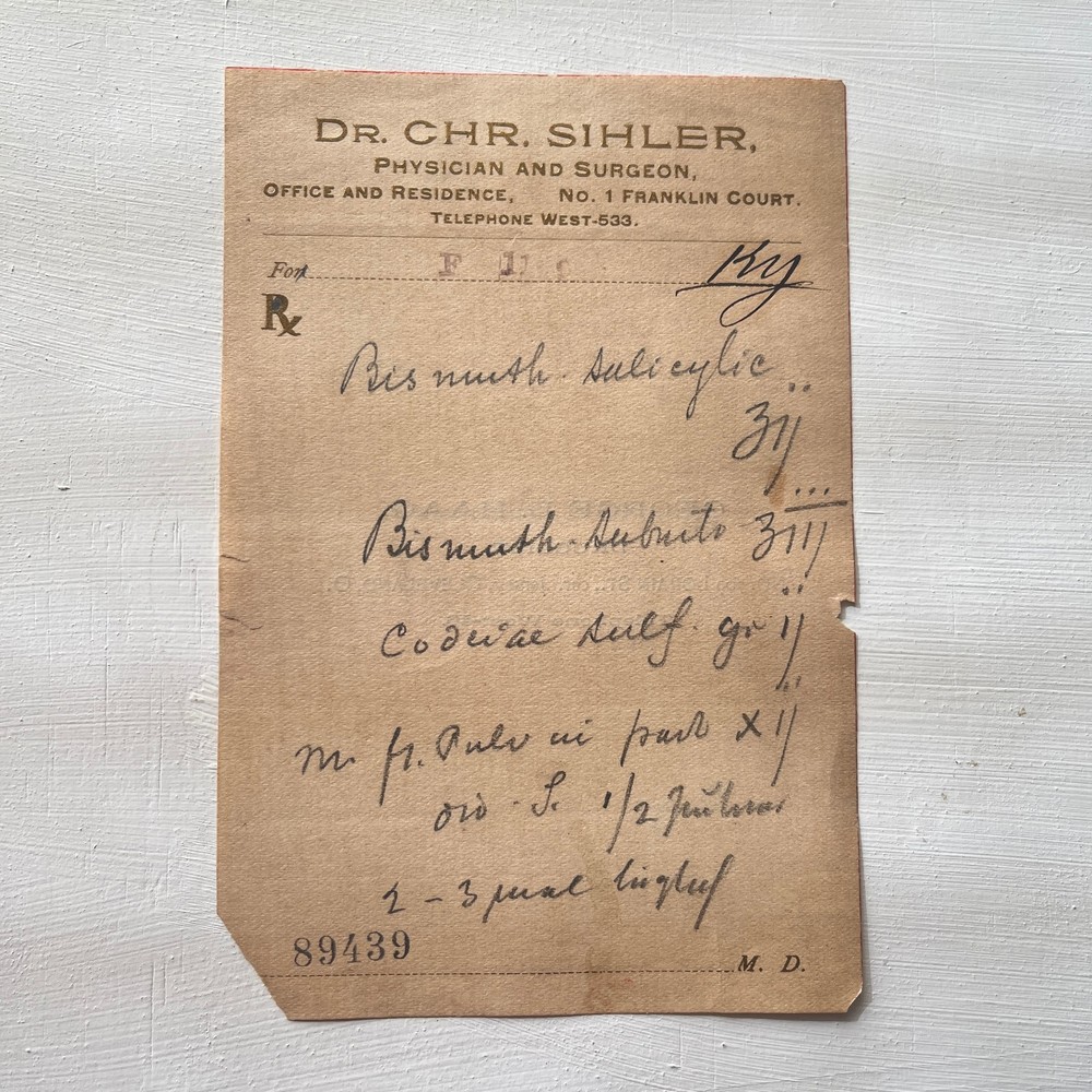 Antique Pharmacy Apothecary Prescription RX 1800s Codeine Sulfate Pain Drug