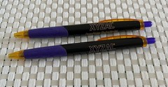 2 Drug Rep Pharmaceutical Memorabilia Plastic Orange/Black/Purple XYZAL Pen, NOS