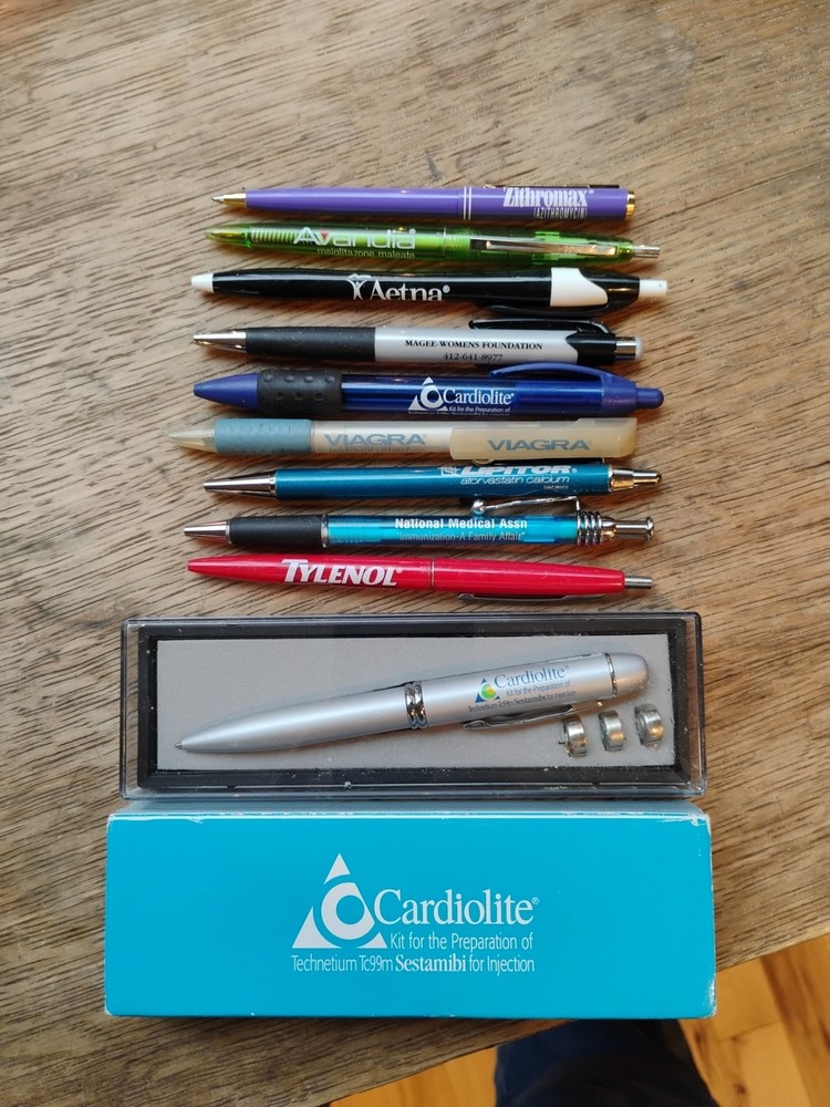 Lot 10 Metal and Plastic Pharmaceutical Drug Rep Pens , Viagra Tylenol