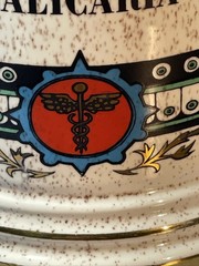 Ceramic Apothecary Pharmacy Jar Lythrum Salicaria Lidded Canister