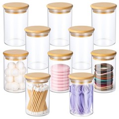 Dimeho 10 Pack Glass Apothecary Jars with Lids Holder Bathroom Canisters Rest…