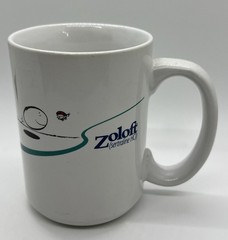 Pfizer Zoloft Coffee Mug Cup White Blue Pharmaceutical Promo Rep Advertising