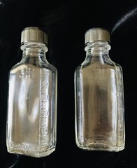 Lot Of 5 Imperfect Clear & Brown Apothecary Glass Bottle Pharmacy Meds 2.5-4.5”