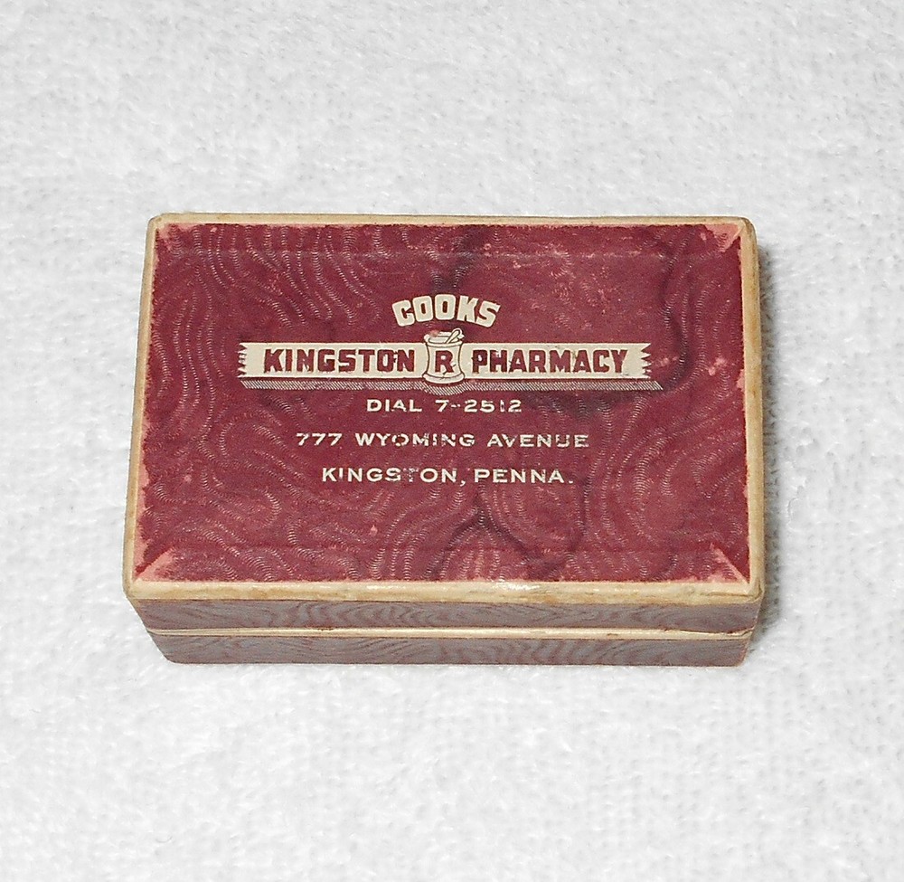 Cooks Pharmacy Kingston PA – Vintage Cardboard Pill Box With Original Label 1945