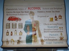 FANTASTIC „ALCOHOL“ 1930S PULL DOWN MEDICAL CHART , DENOYER GEPPERT 44X36