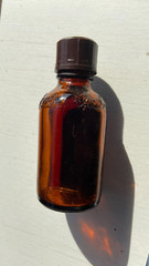 BEAUTIFUL Antique Amber Lysol Embossed Glass Drug or Pharmacy Jar, 4“ Tall