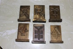 AS FOUND, LOT OF ( 6 ) DIFFERENT SECUNDUM ARTEM TINACTIN BRONZE PAPERWEIGHTS
