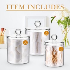 Meanplan Plastic Apothecary Jars with Lids Acrylic Holder Dispenser for Bathr…