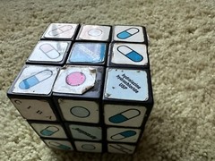 Vintage Pharmaceutical Drug Rep Rubik Cube Ad For Apresazide, Ciba, Etc, Used