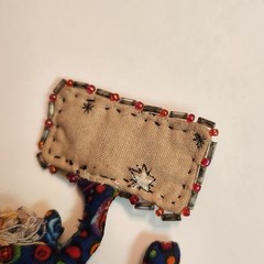 Vintage Hand Made “ Prozac Day “ Cloth Stuffed Goblin Monster Googley Eyes Pin