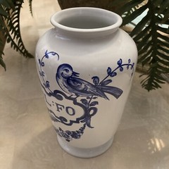 Vintage LILLY Drug Blue White Ceramic Pharmacy Apothecary Jar Vase U:CAELFUL:FO