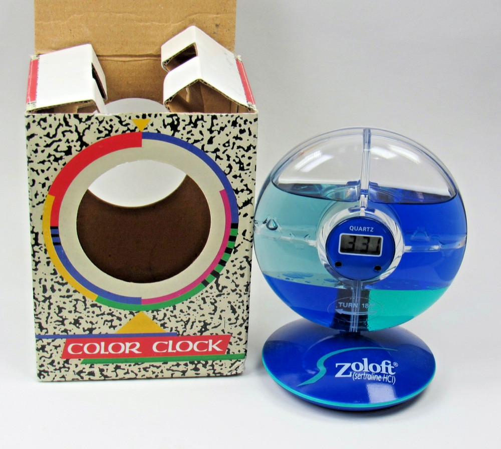 Zoloft Blue Water Digital Desk Color Clock Drug Rep Pharmaceutical Promo RARE