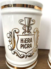 3 Owens Illinois Apothecary Jars Ext Opii (Opium Extract) Hiera Picra (Laxative)