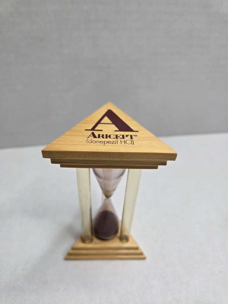 Aricept Drug Rep Pharmaceutical Advertising Alzheimers Sand Timer Burgundy