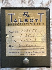 Vintage Talbott Pharmacy Prescription File Box 1964 Aurora, Illinois