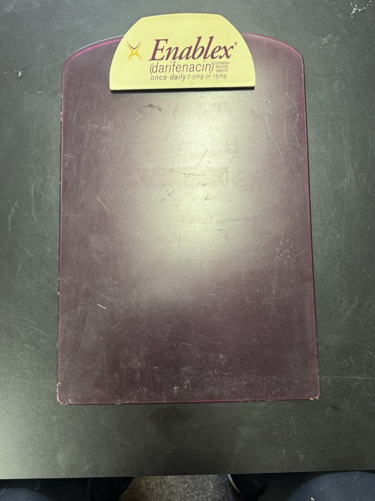 Vtg drug rep Pharmaceutical Advertising Promo Enablex clipboard Used Movie Prop