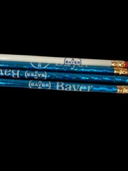 Vintage Pharmaceutical Bayer Branded Pencils Blue Foil White Advertising Collect