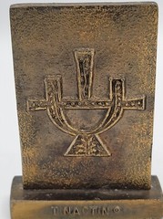 1977-79 Tinactin Apothecary Symbols Pharmacy 2 Bronze Metal Paperweight Bookends