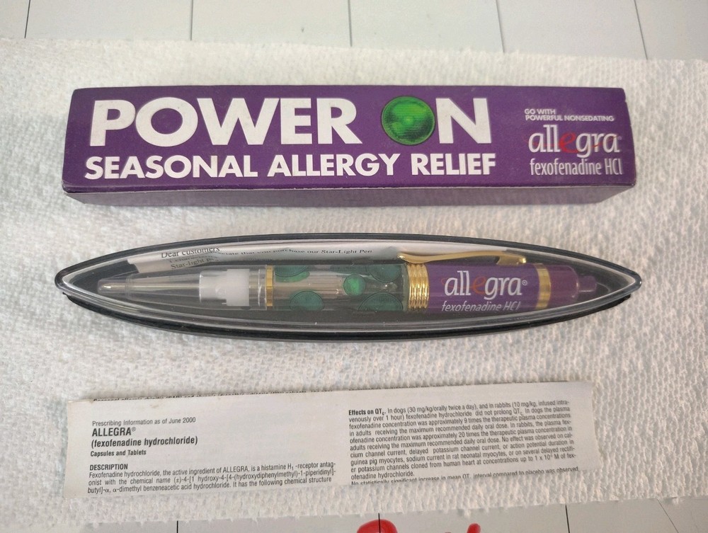 ALLEGRA PEN – Pharma Swag – Drug Rep „LIGHT UP“ Pen w/ Case, Box & Insert NEW
