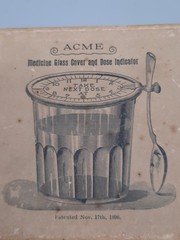 Vintage Acme Milk Glass Tumbler Cover Dose Indicator Spoon Holder 1896