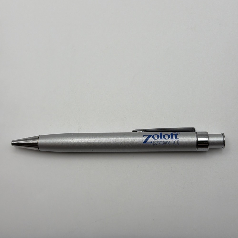 ZOLOFT Silver Medical Drug Rep Pharmaceutical Pen Heavy Metal – Tested & Works