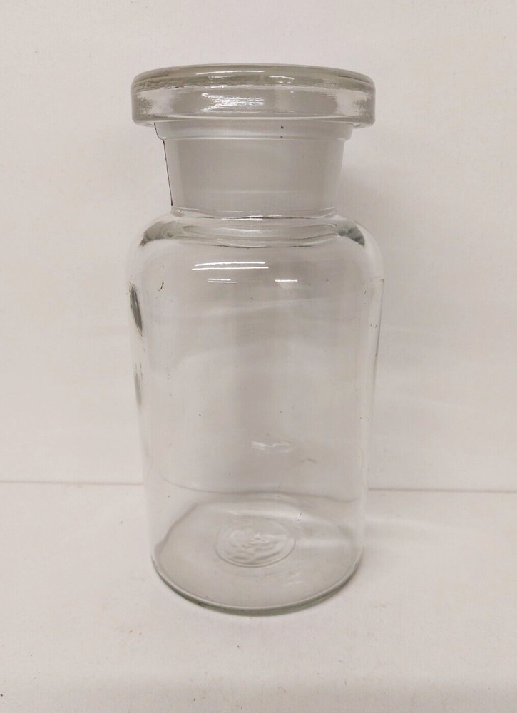 Antique Glass Pharmacy Chemist Apothecary Science Bottle With Stopper