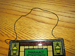 VINTAGE PHARMACY SCHERING FRATERNITY STAINED GLASS LOOK PANEL!
