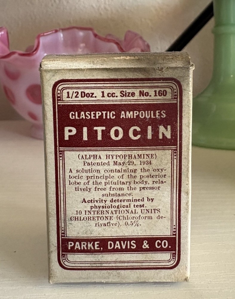 Vintage Parke, Davis, & Co. PITOCIN Glaseptic Ampules Complete Box Of 6