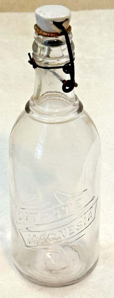 1900-20’s Citrate Magnesia-Saline Laxative-10 oz-Medicine-Clear Glass Bottle