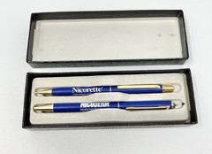 Lot 2 Vintage Drug Representative Nicoderm Nicorette Pen/Pencil Set No Ink As Is