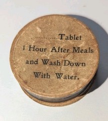 Vintage Cardboard Paper Drug Store Prescription Pill Box w/ Directions