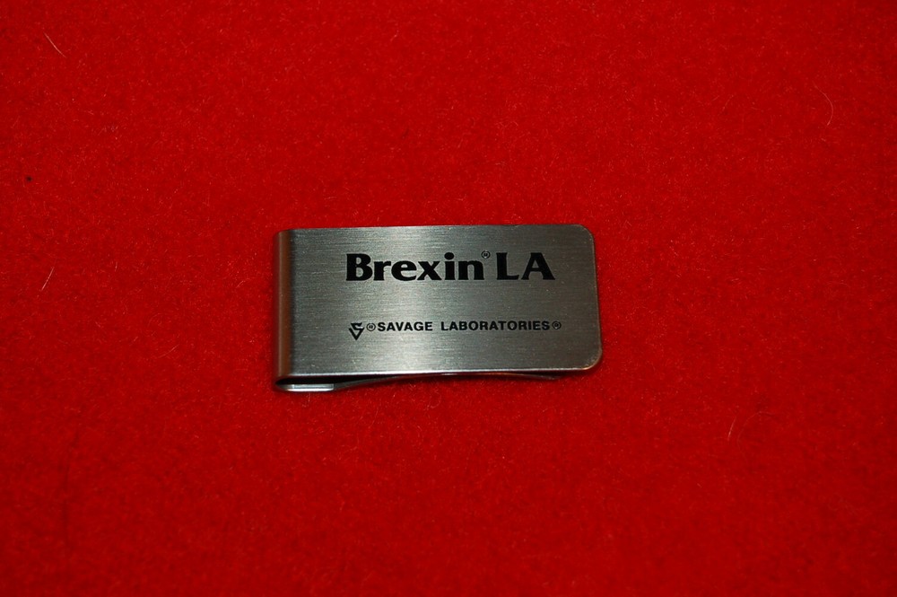 BREXIN LA DRUG REP MONEY CLIP SILVER TONED SAVAGE LABORATORIES