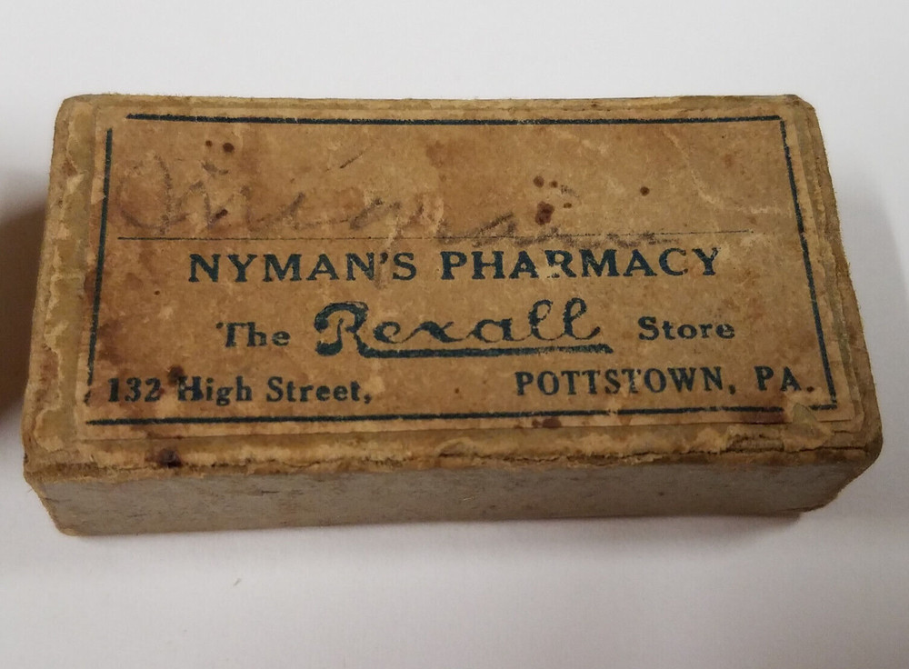 VINTAGE Nyman’s Pharmacy PRESCRIPTION CARDBOARD BOX 132 High Street Pottstown PA