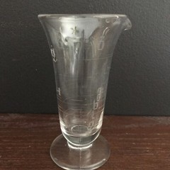 1940’s Mortar Pestle Clear Glass Beaker Apothecary Etched Footed Spout Mixology