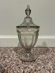 Apothecary/Candy Lidded Jar – Iridescent Glass with Pink, Blue, Green, Yellow